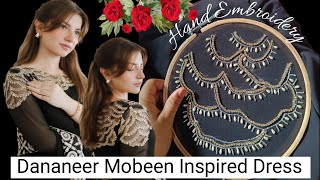 Dananeer Mobeen Inspired Outfit  Hand Embroidery Design Beads embroidery embroideryforbeginners [upl. by Yerffej]