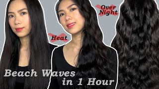 Heatless BEACH WAVES in 1 HOUR  No Heat No Overnight Easy 10min Hair Tutorial [upl. by Narf757]