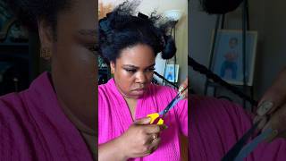 DIY split end dusting on natural blown out hair naturalhairblogger curlyhair healthyhaircare [upl. by Horwitz]