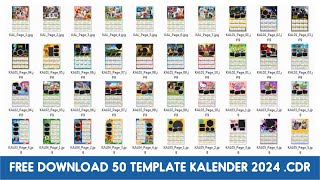 50 TEMPLATE KALENDER 2024 KARAKTER KARTUN SIAP EDIT  FREE DOWNLOAD CDR [upl. by Vincent]