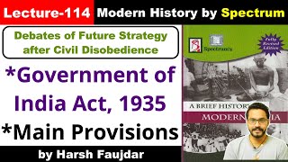 H114 Government of India Act 1935 GoI Act 1935  Main Provisions  Spectrum Modern History UPSC [upl. by Lonni]