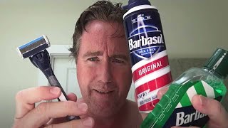 Shaving with Modern Barbasol Products  The Barbasol Boy is Back Baby [upl. by Farrell798]