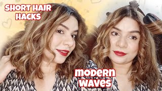 Modern Wave short hair with straightner  hair tips [upl. by Idnem]