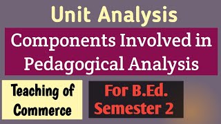 Unit Analysis and Components Involved in Pedagogical Analysis  Teaching of Commerce  BEd [upl. by Eneloj]