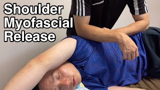 Myofascial release for shoulder on side lying position [upl. by Hteazile]