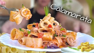 CALAMARATA Pasta con Calamari 🦑 Italian food [upl. by Moscow559]