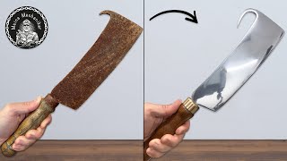 Rusty Broken Meat Cleaver Restoration  Restoration Videos [upl. by Jack230]