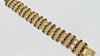 Crystal amp Pearl Beaded Bracelet 💎 Beading Tutorial [upl. by Ylagam20]