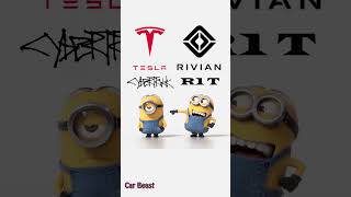 Tesla Cybertruck vs Rivian R1T minions styletiktok tesla rivian funny viralvideo funny asmr [upl. by Saudra]