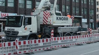 ACTROS MOBILKRAN FAUN TEREX  KRANARBEITEN AN ROHRLEITUNG [upl. by Stock]