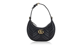 Gucci GG Marmont Matelasse Mini Half Moon Hobo Black [upl. by Eilyw39]