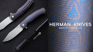 FOLDING KNIFE FOLDER MANTIS 7 TIMASCUS DAMASTEEL FULL DRESS HERMAN KNIVES [upl. by Egiap]