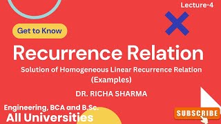 Recurrence RelationExamples of Homogeneous Linear Recurrence Relation Discrete Mathematics Part4 [upl. by Salaidh]