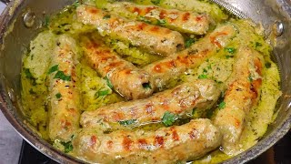 Afghani Malai Seekh Kebab Recipe  Chicken Malai Seekh Kabab With White Gravy [upl. by Eentirb]