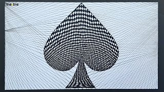 OP ART How to draw optical illusion art  black spade Geometric art 158 [upl. by Gallard]