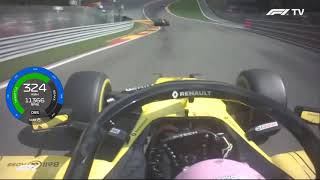 F1 2019 Daniel Ricciardo Spa 360kmh Race Onboard  With Telemetry [upl. by Nylloc]