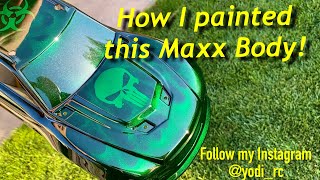 Tutorial on how to custom paint RC Maxx body [upl. by Etat]