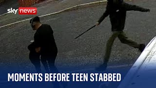 CCTV shows moment before two teenagers stabbed 16yearold Ronan Kanda to death [upl. by Sibella188]