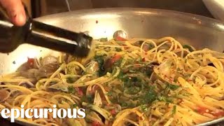 Chef Mario Batali Shows How to Make Linguine with Clams  Epicurious [upl. by Melita491]