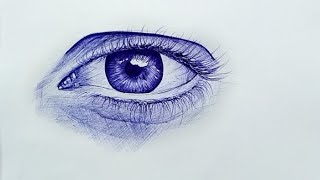 How to draw realistic eye with Pen  for beginners [upl. by Salamone]