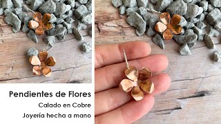 Te enseño a hacer Pendientes de Flores de Cobre Aretes Calados Clases de orfebrería paso a paso [upl. by Kriste]