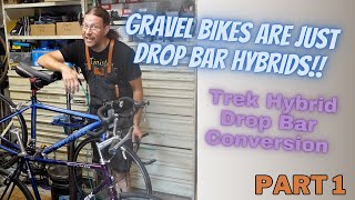 Flat bar gravel bike gets TRANSFORMED into a drop bar hybrid TREK Gravel Bike Conversion  Part 1 [upl. by Adnohral]