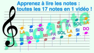 Do Ré…Si  Clé de Sol vitesse ANDANTE  Apprendre à lire toutes les 17 Notes avec 1 seule vidéo [upl. by Geier]