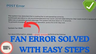 Hp Fan 90b Error Fix  The system has detected that a cooling fan is not operating correctly [upl. by Dunc]