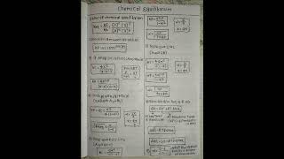 chemical Equilibrium class 11 All Formulas [upl. by Av]