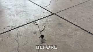 8 steps refinishing of travertine tile floor in Chapel event room holes filling epoxy grouting [upl. by Inama]