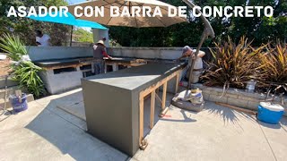 ASADOR CON ENCIMERA Y BARRA DE CEMENTOCONCRETO [upl. by Ameer773]