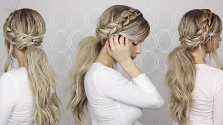 HOW TO Voluminous Messy Ponytail amp Braid Detailing  Long medium hair [upl. by Beghtol]