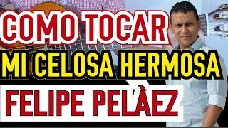 como tocar MI CELOSA HERMOSA de FELIPE PELÀEZ en GUITARRA ACÚSTICA  BIEN EXPLICADO [upl. by Hocker700]