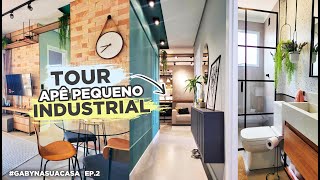 TOUR APARTAMENTO DE 50M2 ESTILO INDUSTRIAL E COM MUITA COR  GABYNASUACASA [upl. by Aelsel]