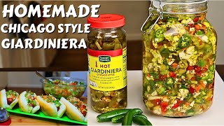 HOMEMADE CHICAGO STYLE GIARDINIERA  HOW TO MAKE ITALIAN HOT GIARDINIERA RELISH AT HOME RECIPE [upl. by Dorkas418]