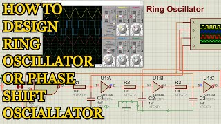 How To Make Ring Oscillator Or Phase Shift Oscillator Circuit Design And Simulation In Proteus [upl. by Alejoa]