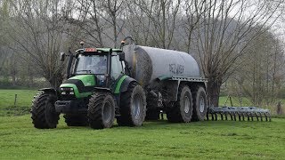 DeutzFahr Agrotron 1657 amp Dezwaef mesttank  Loonw TJampens grasland injecteren [upl. by Segal]