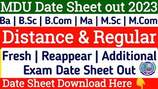 Mdu Ba Distance Date sheet out 2023  Mdu DDE Reappear Datesheet Out  Mdu Regular Exam datesheet [upl. by Dnalyram202]