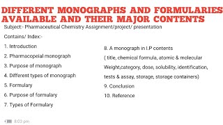 Different monographs and formularies available and their major contents [upl. by Aurie]