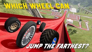 Which Car Wheel Can Jump The Farthest 7  BeamNG Drive [upl. by Miche]