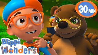 Blippi Learns About Bear Hibernation 🐻 Blippi Wonders  Cartoons For Kids  After School Club [upl. by Nordna]