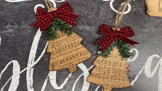 Sheet Music Christmas Ornaments another Dollar Tree Craft [upl. by Kinemod]