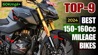 Top 9 Most Fuel Efficient 150160cc Bikes in India 2024 🔥 for Mileage and Performance  E20 models [upl. by Nered69]