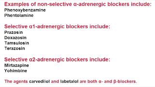 Alpha Blockers  Alpha 1 Selective amp Alpha 2 Selective [upl. by Bernadina]