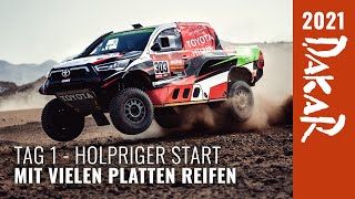 Inside Dakar 2021 Tag 1 Holpriger Start mit vielen platten Reifen [upl. by Assinna141]