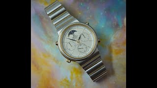 1986 Seiko mens moonphase chronograph vintage watch reference 7A485000 with papers [upl. by Nasia]