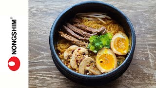 Nongshim Shin Black With Beef Bone Broth  USA  Instant Noodle Recipe Time  EP 996 [upl. by Ybrad]