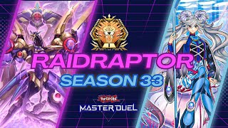 RAIDRAPTOR ROAD TO MASTER 1 SEASON 33  YuGiOh Master Duel [upl. by Ahsenyt]