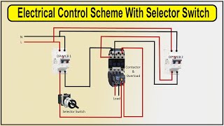 How To Make Electrical Control Scheme With Selector Switch Wiring Diagram  Rotary switch [upl. by Sebastiano]