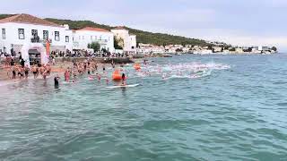 Spetses mini Marathon 2024 1500m open water swim start [upl. by Honey]